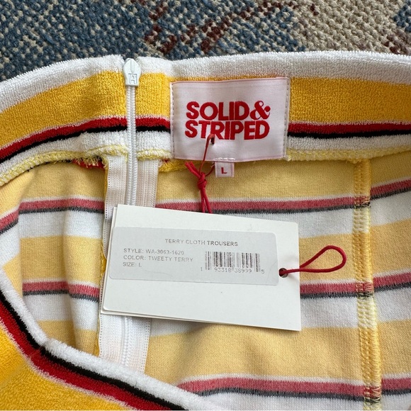 NWT SOLID & STRIPED Striped Terry Cloth Trousers L - Picture 4 of 4